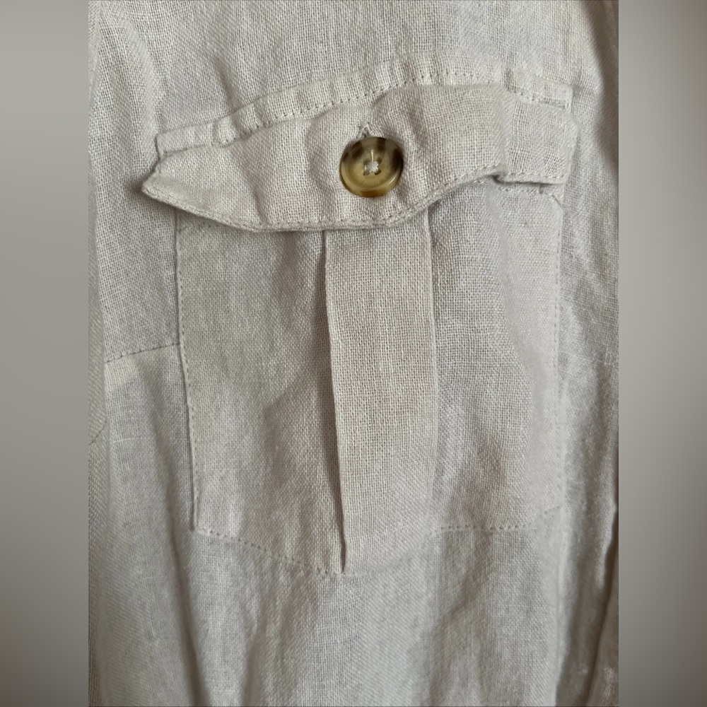 Abercrombie Linen Utility romper size M long sleeve, lined shorts